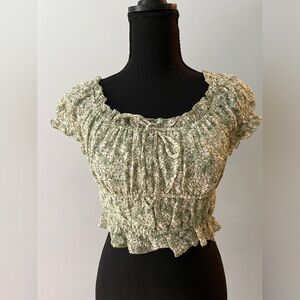 Emory Park Puff Sleeve Floral Ruched Top